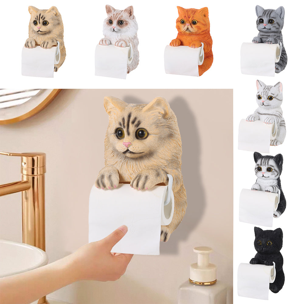 Resin Cat Toilet Paper Holder Wall Mounted Storage Dispenser Bathroom Paper Towel Dispenser Kitchen Tissue Dispenser