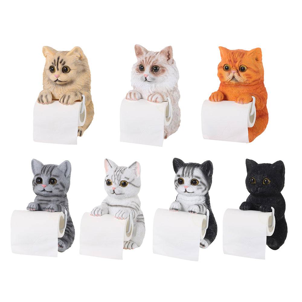 Resin Cat Toilet Paper Holder Wall Mounted Storage Dispenser Bathroom Paper Towel Dispenser Kitchen Tissue Dispenser