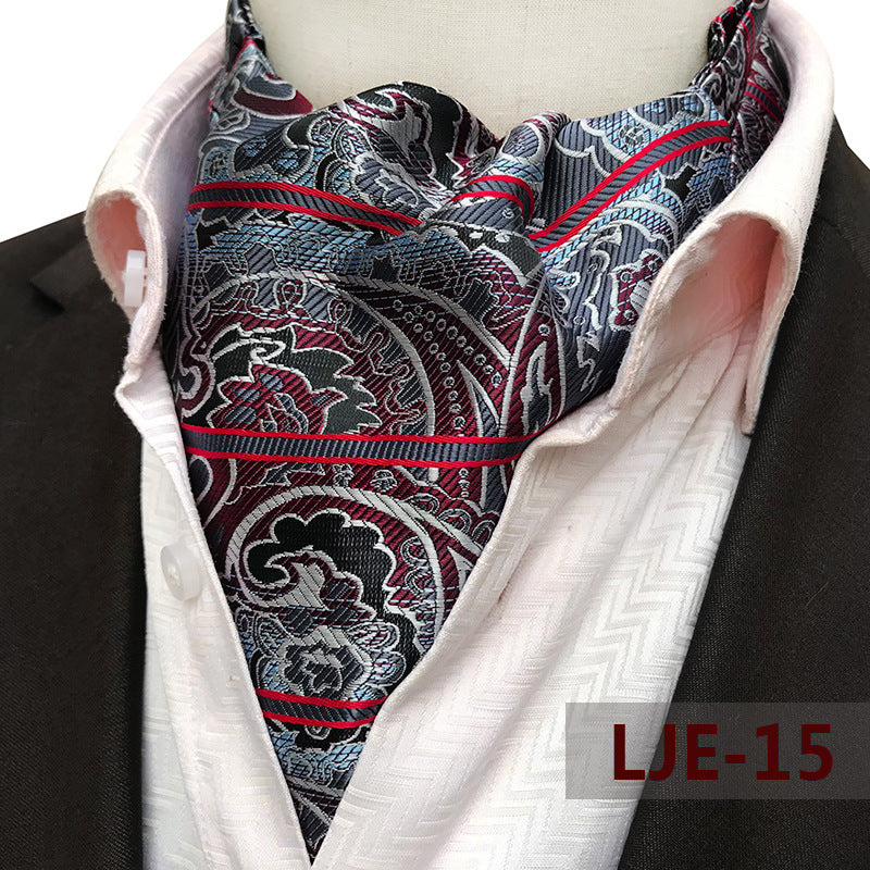 Factory wholesale men's scarf new cashew flower jacquard polyester British suit shirt collar scarf business scarf
