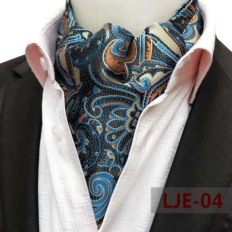 Factory wholesale men's scarf new cashew flower jacquard polyester British suit shirt collar scarf business scarf