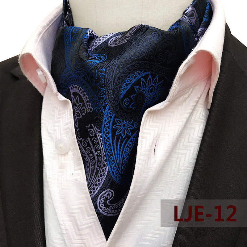Factory wholesale men's scarf new cashew flower jacquard polyester British suit shirt collar scarf business scarf