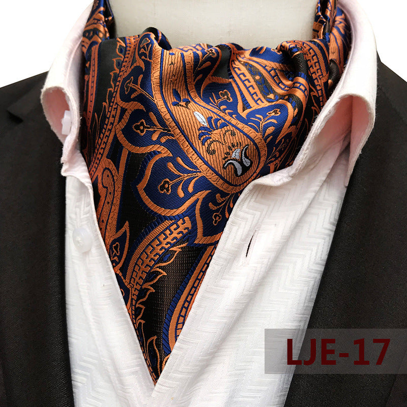 Factory wholesale men's scarf new cashew flower jacquard polyester British suit shirt collar scarf business scarf