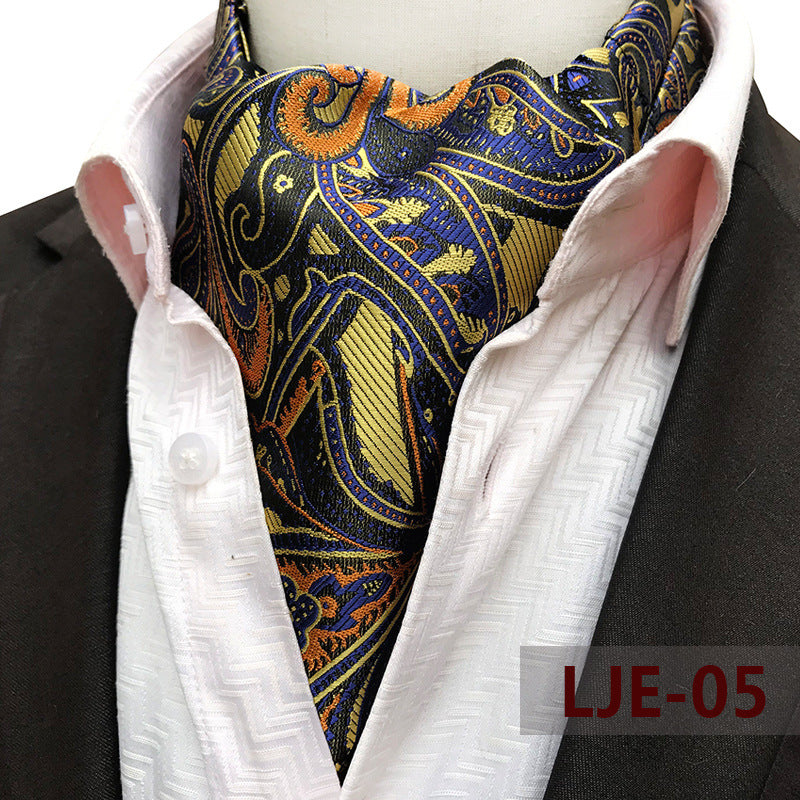 Factory wholesale men's scarf new cashew flower jacquard polyester British suit shirt collar scarf business scarf