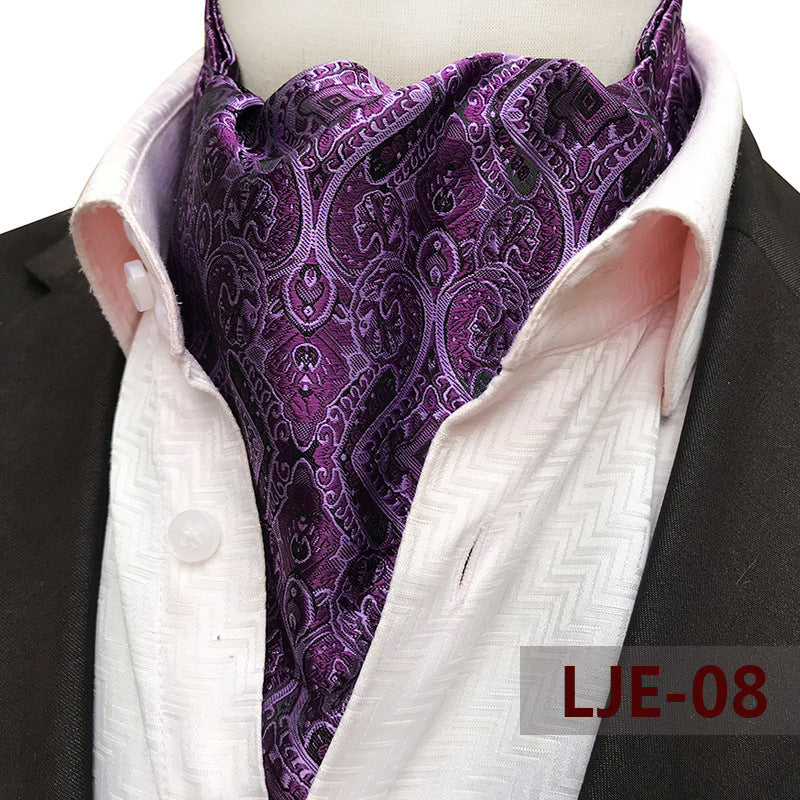 Factory wholesale men's scarf new cashew flower jacquard polyester British suit shirt collar scarf business scarf
