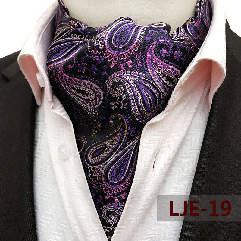Factory wholesale men's scarf new cashew flower jacquard polyester British suit shirt collar scarf business scarf