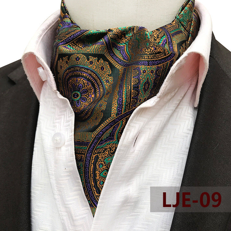 Factory wholesale men's scarf new cashew flower jacquard polyester British suit shirt collar scarf business scarf