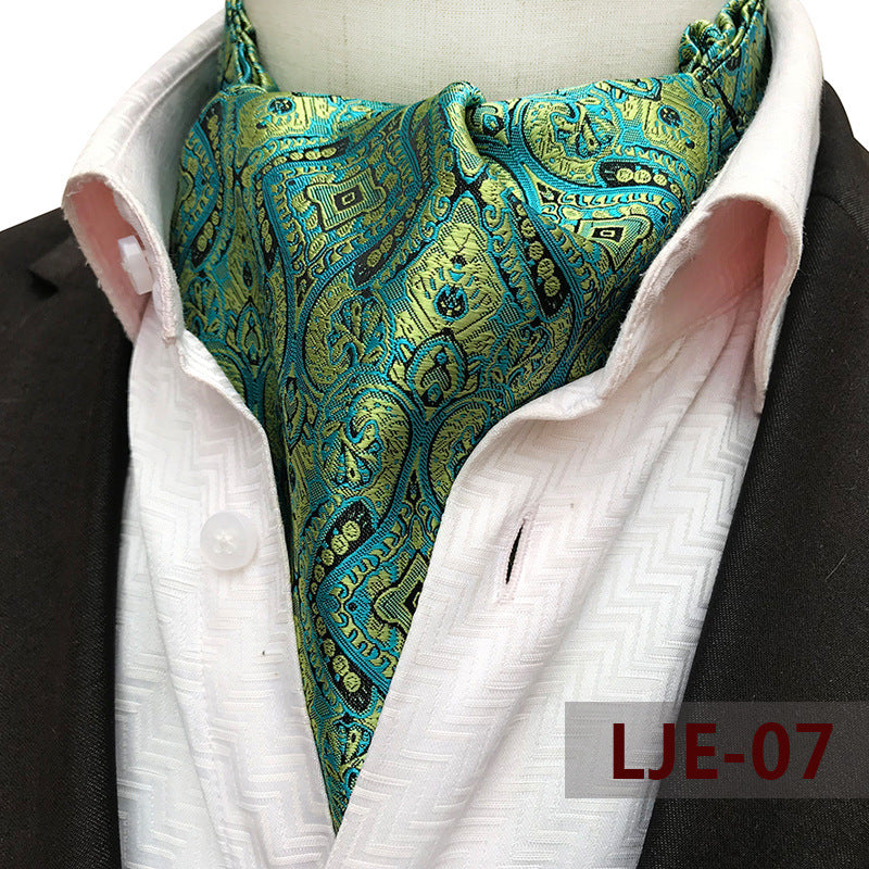 Factory wholesale men's scarf new cashew flower jacquard polyester British suit shirt collar scarf business scarf
