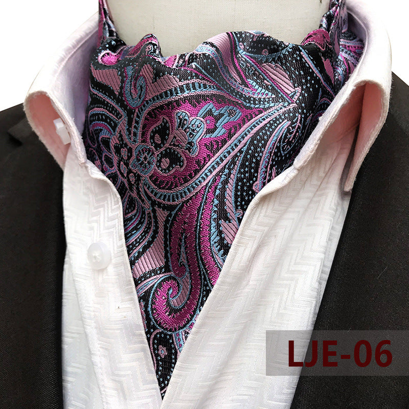Factory wholesale men's scarf new cashew flower jacquard polyester British suit shirt collar scarf business scarf