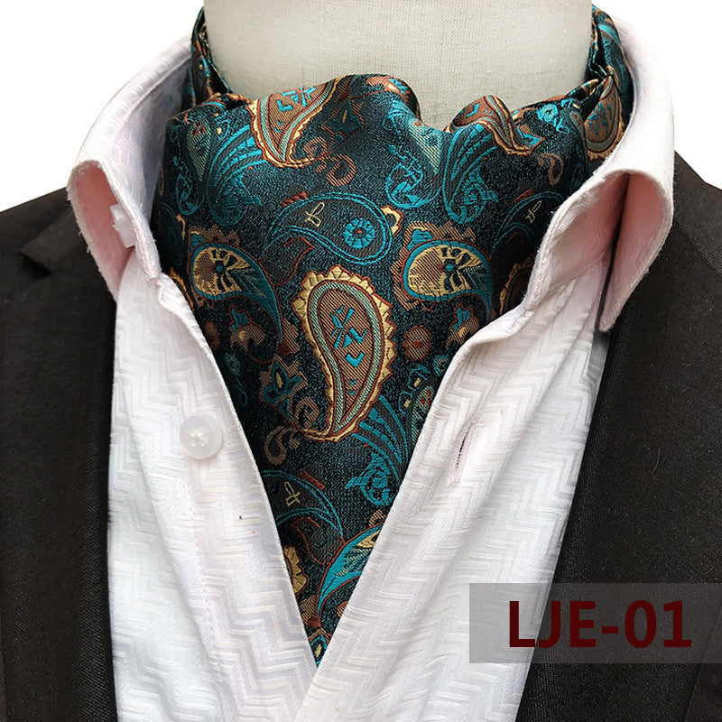 Factory wholesale men's scarf new cashew flower jacquard polyester British suit shirt collar scarf business scarf