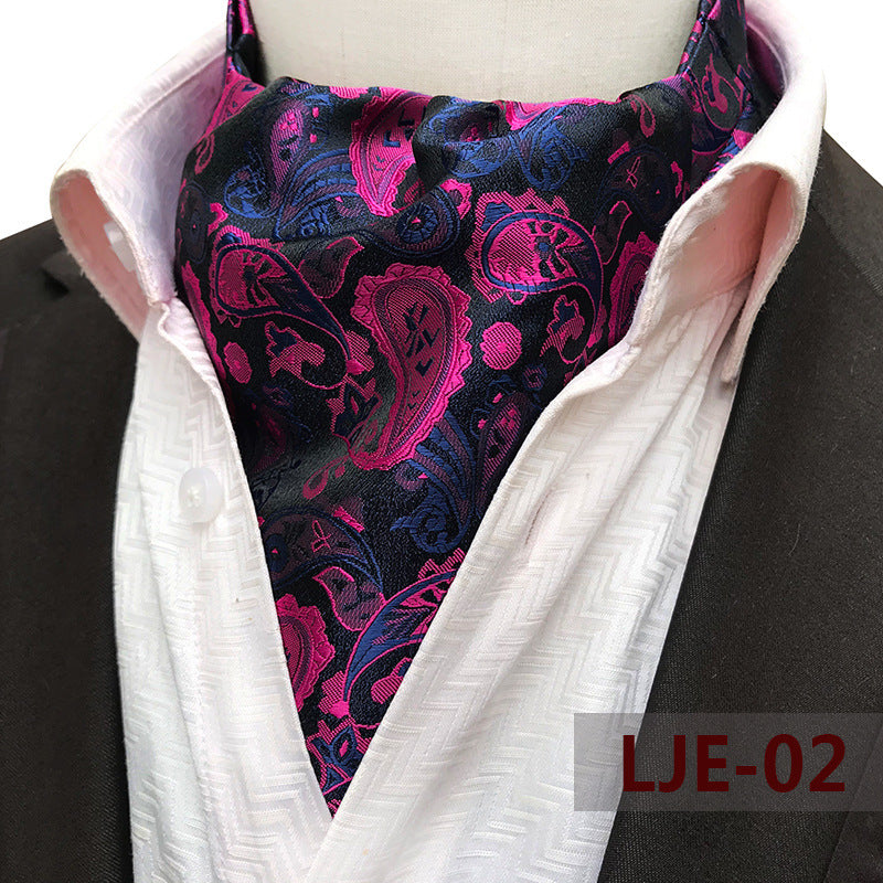 Factory wholesale men's scarf new cashew flower jacquard polyester British suit shirt collar scarf business scarf