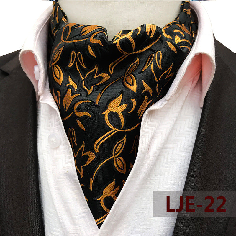 Factory wholesale men's scarf new cashew flower jacquard polyester British suit shirt collar scarf business scarf