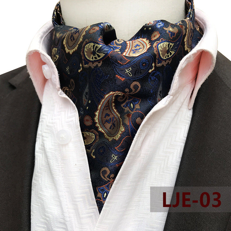 Factory wholesale men's scarf new cashew flower jacquard polyester British suit shirt collar scarf business scarf