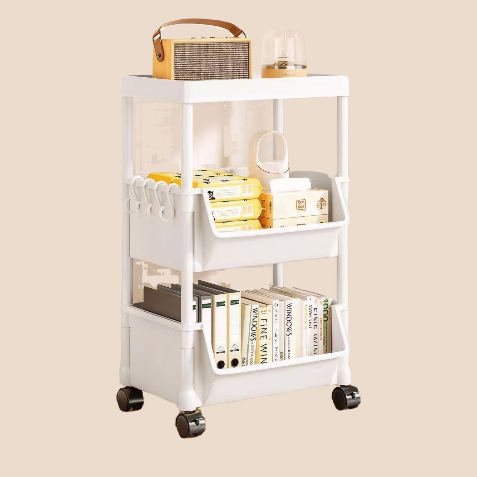 Trolley Bookshelf Kitchen Storage Rack Kitchen Corner Narrow Slit Storage Cabinet Bathroom Living Room Home Organizer
