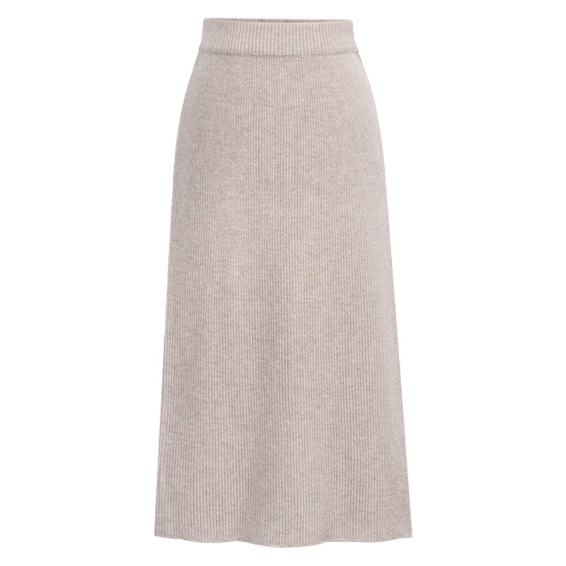 Skirt women's slimming mid-length plus size woolen skirt split hip skirt one-step skirt high waist long skirt 75cm