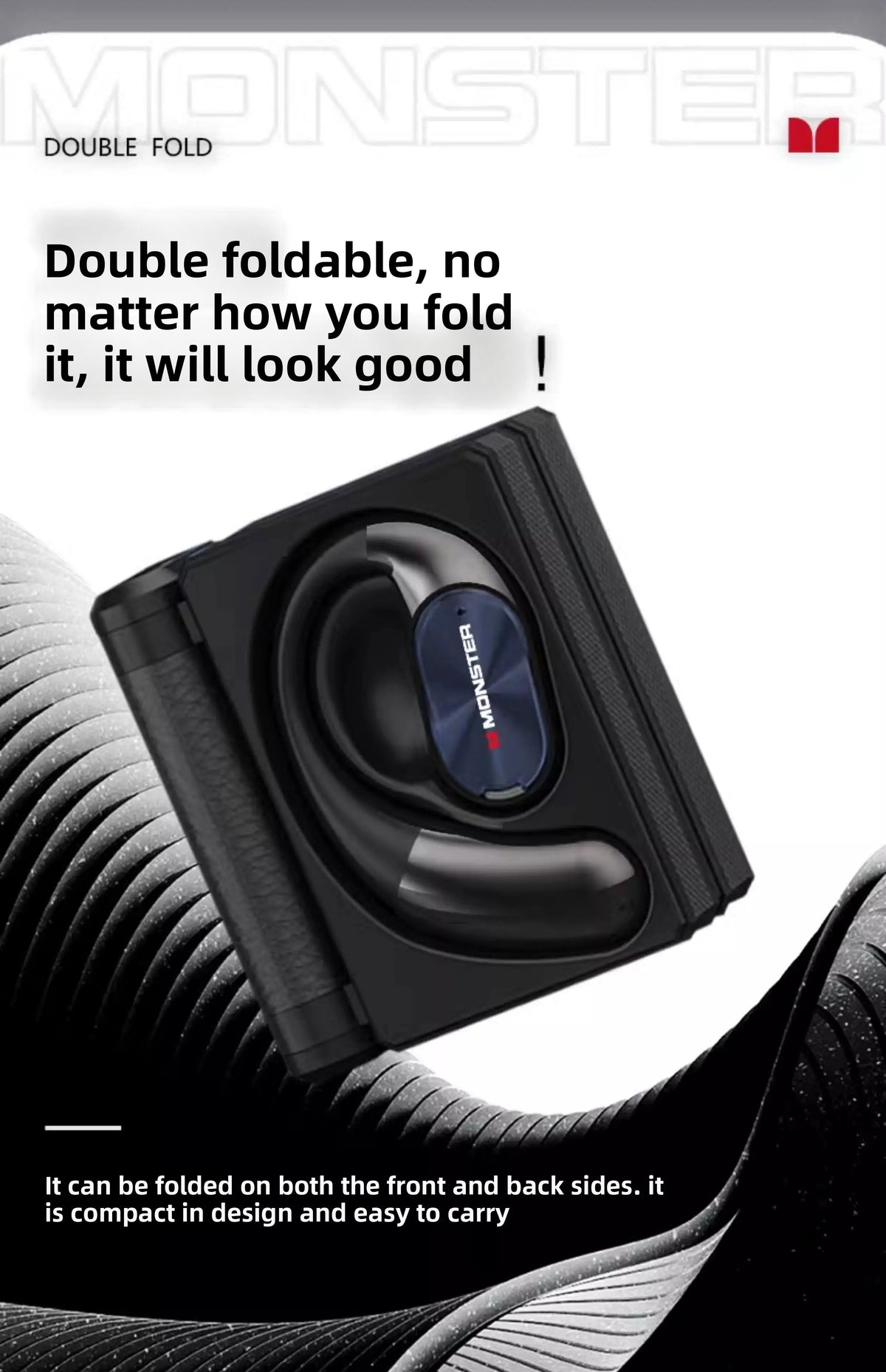 MONSTER AC530 Open-Ear Sports Earbuds Bluetooth 6.0 Wireless Ear Hook Headphones Dual Folding Design IPX5 Waterproof for Running