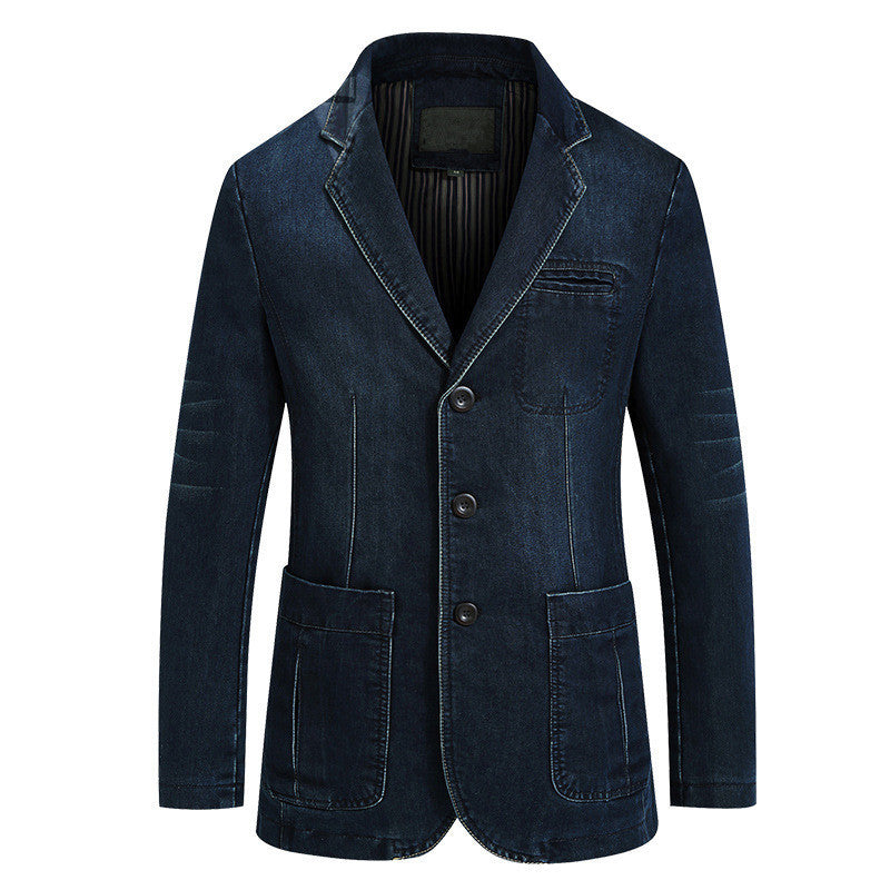 Mens Denim Blazer Men Fashion Cotton Vintage Suit Outerwear Male Blue Coat Denim Jacket Men Slim Fit Jeans Denim Blazers Top 4Xl