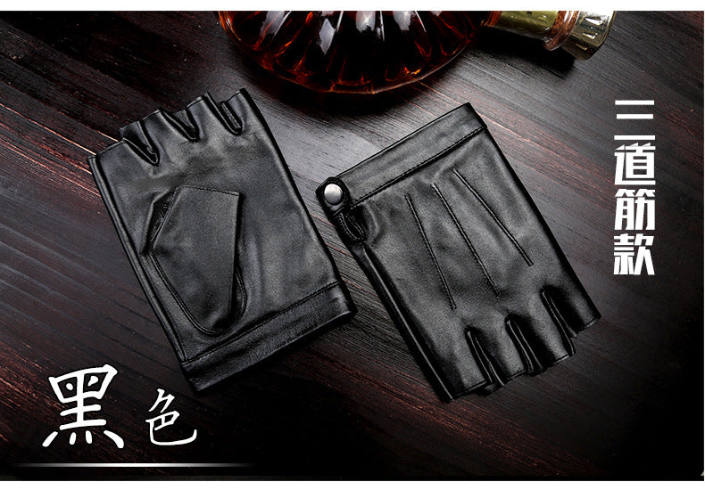 Motorcycle Sheepskin Half-Finger Gloves Men's Summer Thin Driving and Cycling Motorcycle Outdoor Riding Fitness Tactical Fingerless