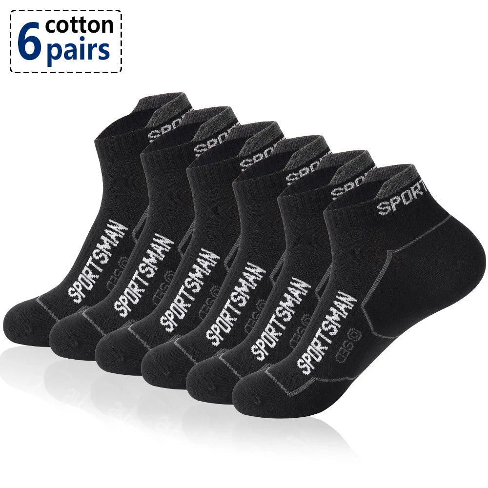 6 Pairs/Lot Spring Summer Men's Sports Running Socks Protective Ankle Socks Thin Breathable Deodorant Fitness Short Socks 38 - 44 - Beauty