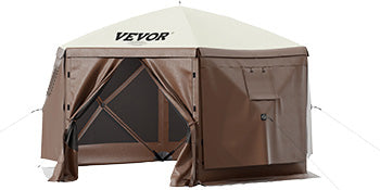 SucceBuy Pop-up Camping Gazebo Camping Canopy Shelter 6 Sided 12' x 12' / 10' x 10' Sun Shade Tents & Canopies Camping & Hiking
