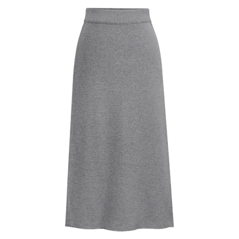 Skirt women's slimming mid-length plus size woolen skirt split hip skirt one-step skirt high waist long skirt 75cm