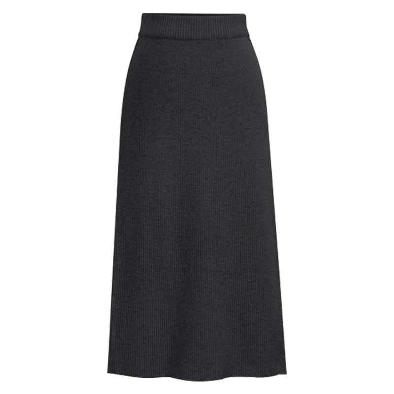 Skirt women's slimming mid-length plus size woolen skirt split hip skirt one-step skirt high waist long skirt 75cm