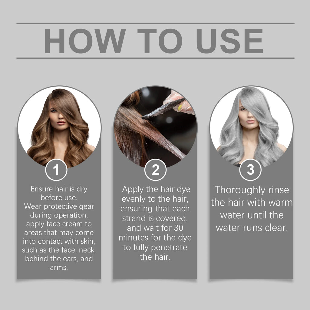 Silver Gray Hair Color Cream Gentle Formula Vibrant Punk Style DIY Styling Easy Use Quick Coloring Long Lasting Effect Permanent Hair Dye