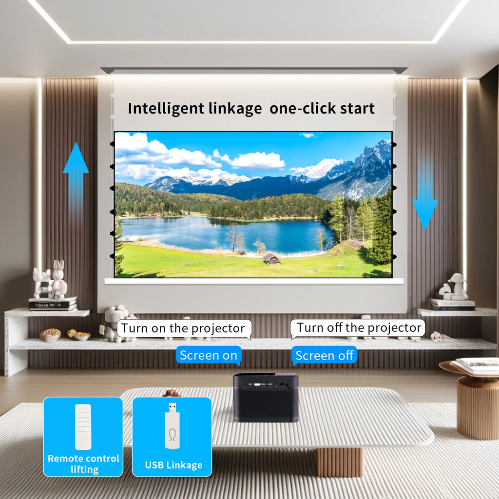 Floating Screen Electric Projection Screen ALR Photonic Screen Home 100 inch Hidden Automatic Lifting 4K Ultra High Definition