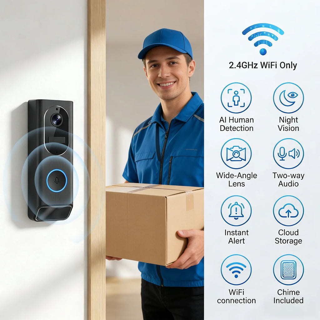 BUFO S7 Smart Video Doorbell 1Pack / 2Pack 1080P HD WiFi Security Camera 5200mAh Battery IP65 Waterproof PIR Motion Detection Full‑Duplex Two‑Way Audio Night Vision RF433 Doorbell Chime CamVigil App Control Home Security