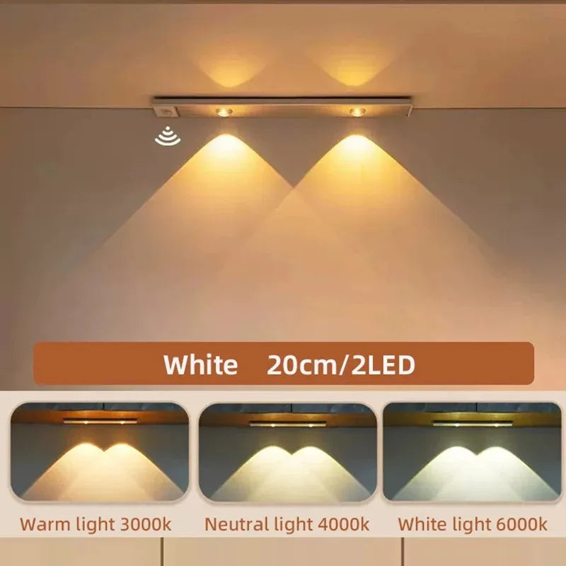 LED Ultra Thin Under Cabinet Lights Motion Sensor Night Light Wireless 3Color Dimmable For Kitchen Cabinet Bedroom Wardrobe Ligh