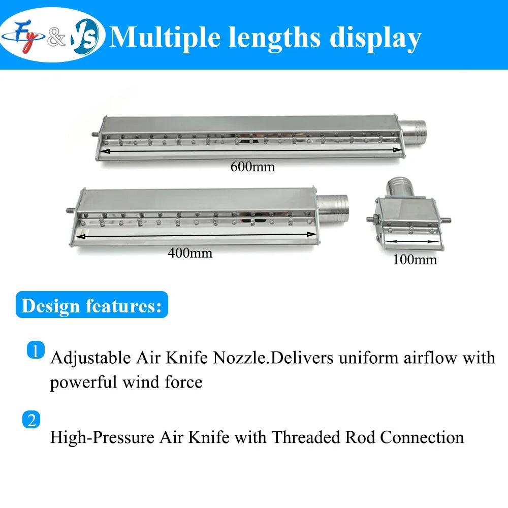 YS Quality Film Drying Stainless Steel Air Knife, Blower Powered Stainless Steel Air Knife, Dirt and Debris Blow Off Air Knife