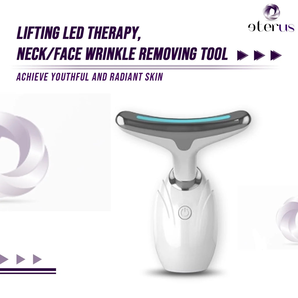 Electric Face Neck Beauty Massager LED Photon Light Vibration Skin Tightening Tool Facial Jawline Contour Beauty Device Rechargeable