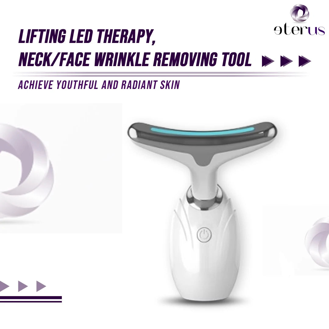 Electric Face Neck Beauty Massager LED Photon Light Vibration Skin Tightening Tool Facial Jawline Contour Beauty Device Rechargeable