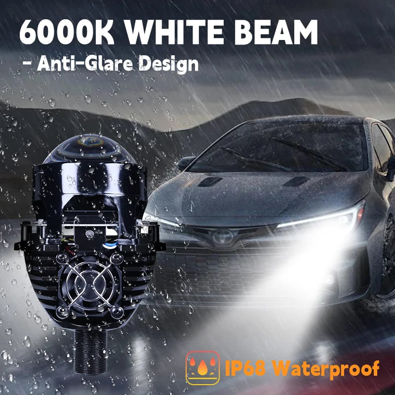 Carolyn 2.5 Inch Bi Led Projector Lens Led Light H4 H7 9005 9006 Car Headlight Bulb High Low Beam 6000K Diode 360W Turbo Tuning
