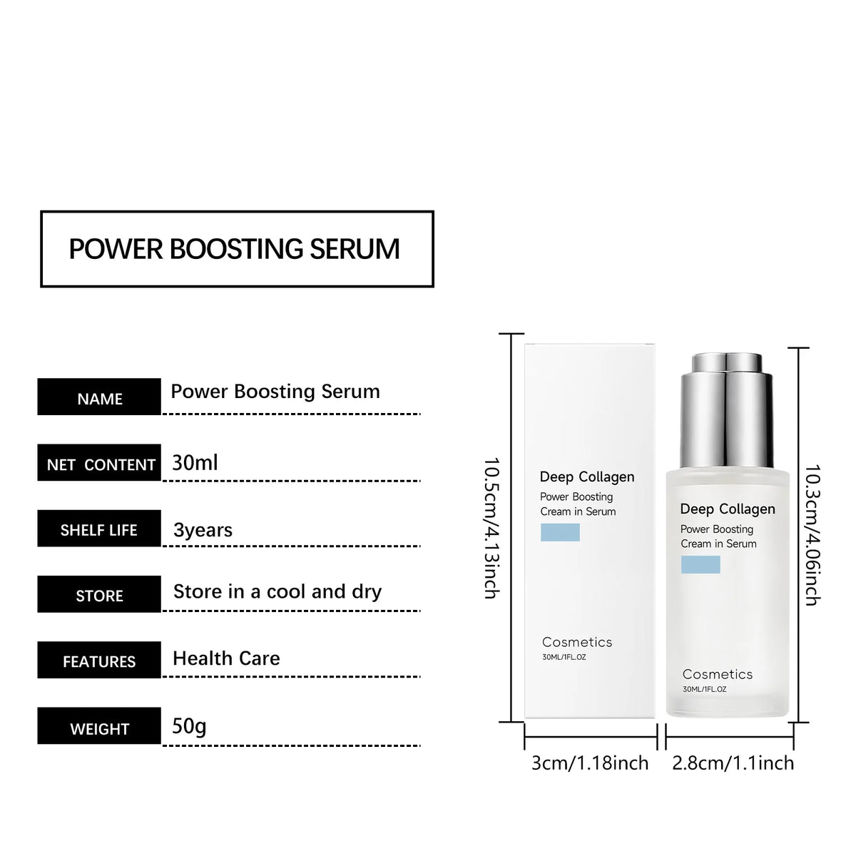 Deep Collagen Serum Long Lasting Lifting Facial Rejuvenation Enhanced Skin Elasticity Lightweight Non‑sticky Pore Refining Serum