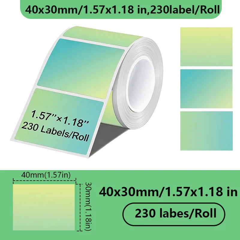 1Rolls 40x30mm White Multicolor Thermal Labels, Compatible With Phomemo M200/M210/M110/M120/M108/P50/P80 Label Printer