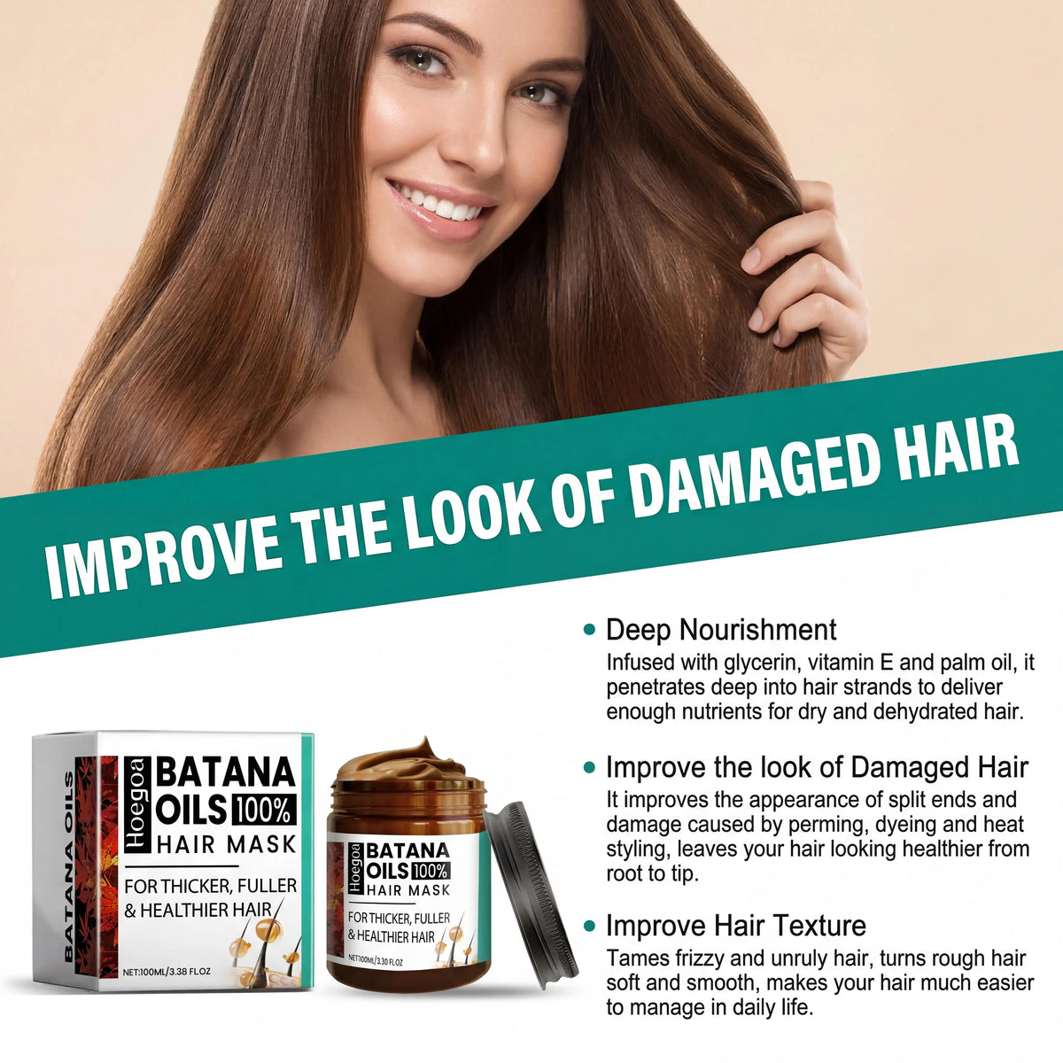 Batana Oils Hair Mask Deeply Nourishes Repairs Damage Adds Natural Shine Smooths Hair Promotes Growth Thickens Improves Texture Vitamin E Gentle Hair Care
