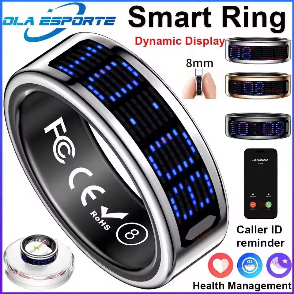 Cyber Style Smart Ring With Screen Led Control Smartring for Men Women Time Display Smart Watch Style Caller id Reminder Waterproof Sport Company Smart Couple Ring Gift 2026 Free Shipping