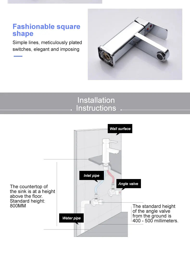 Stainless Steel Bathroom Faucet with Hot And Cold Water Outlet Valves Versatile Sink Faucet for Bathroom Cabinet And Basin
