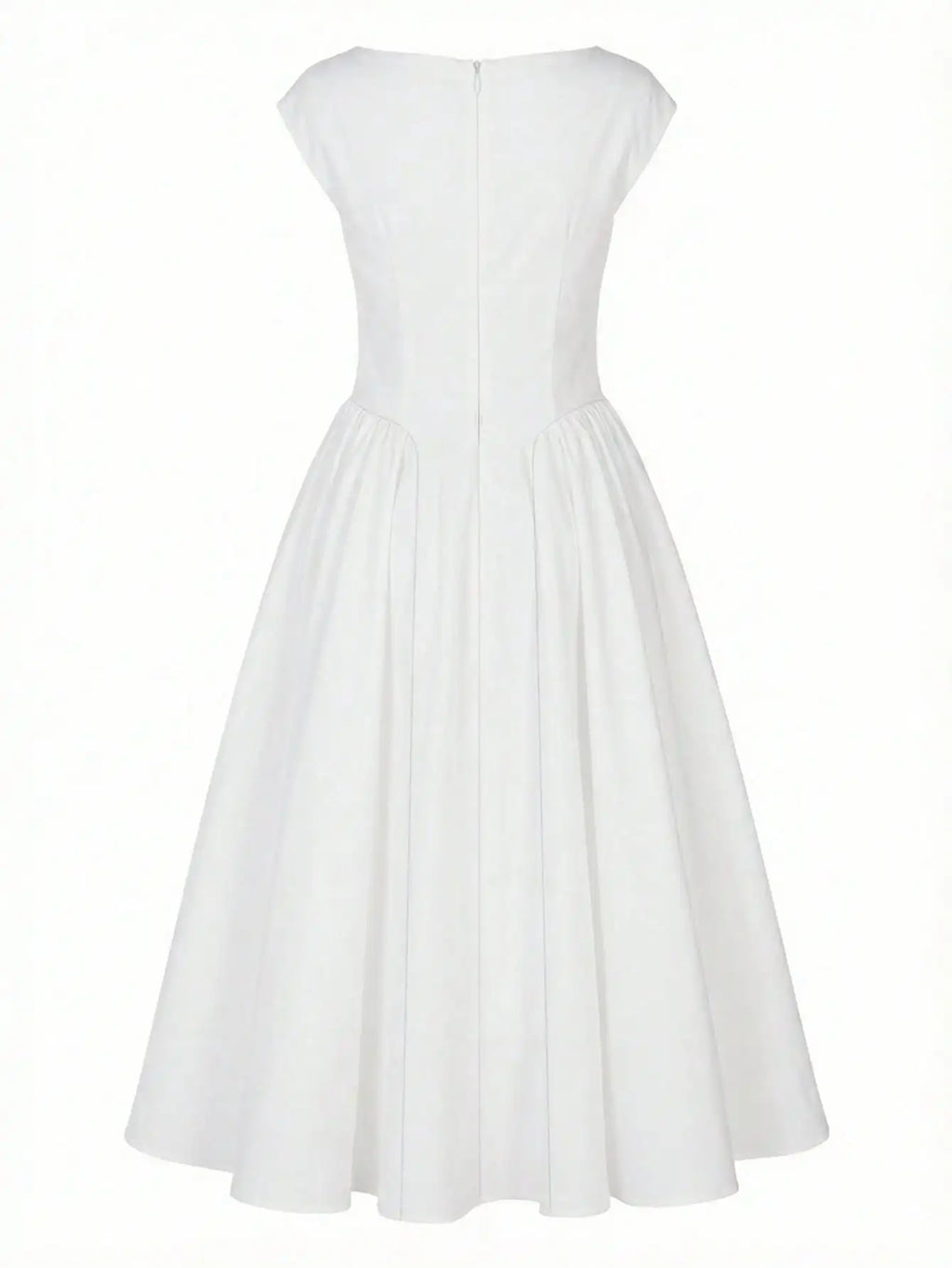 Women’s casual and stylish spring/summer new collection: white, elegant, refined, retro, romantic, long, puffy dress.