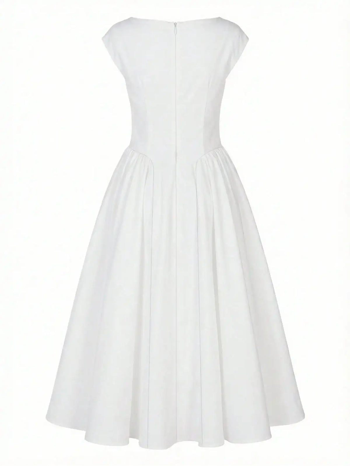 Women’s casual and stylish spring/summer new collection: white, elegant, refined, retro, romantic, long, puffy dress.