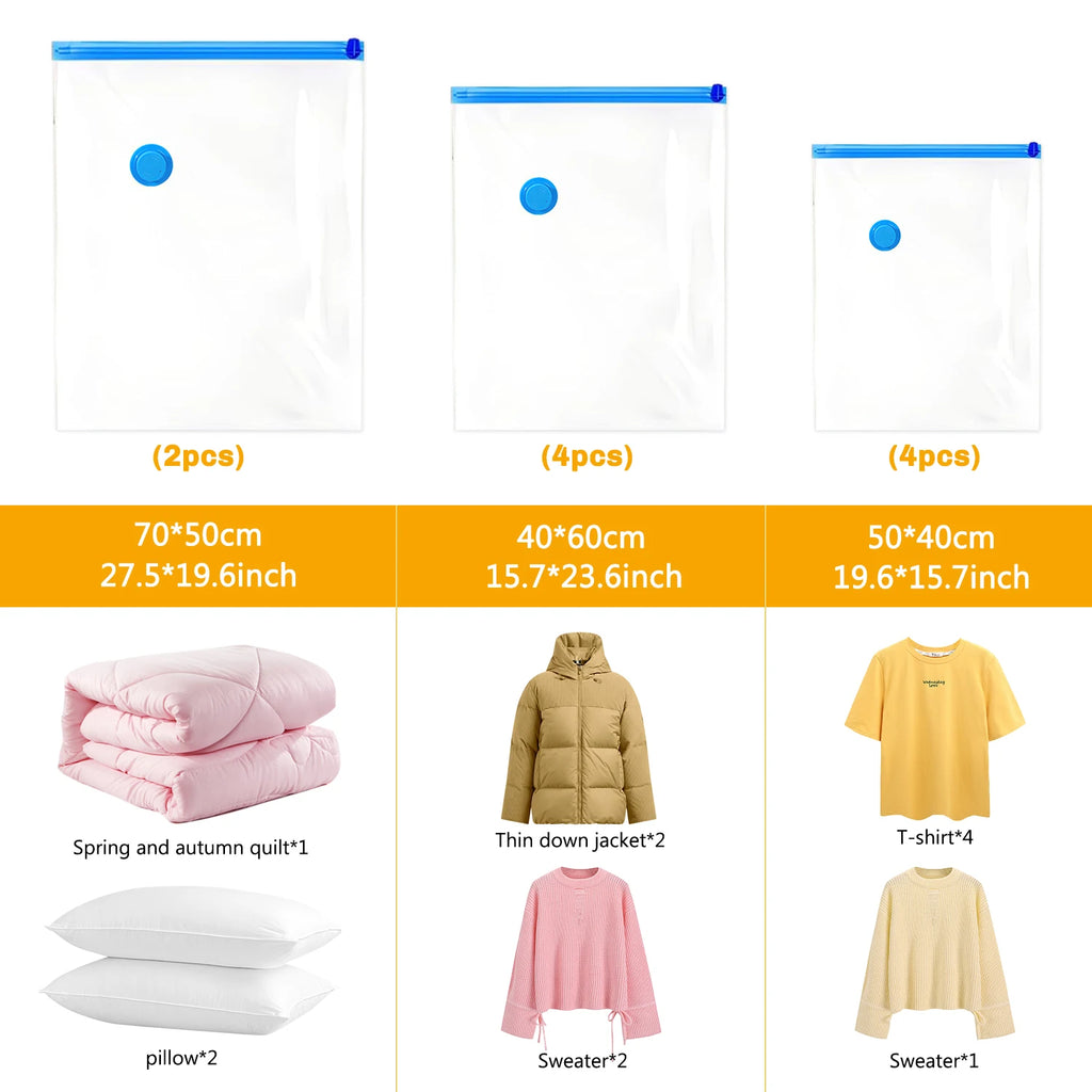Vacuum Storage Bags with Electric Pumps That Save Space, Available in Multiple Sizes (S/M/L), Made of PA+PE Material, Featuring