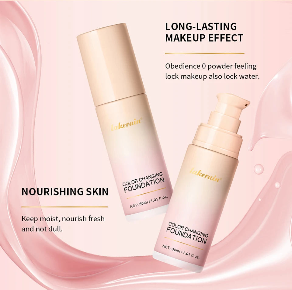 Color Changing Foundation Long-Lasting Makeup Effect Magic Foundation High Coverage Self-Coloring Cc Cream Cosmetics