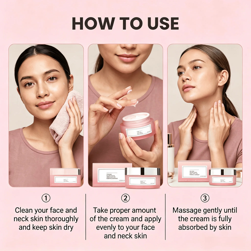 Firming Facial Cream Collagen Rose Oil Deeply Hydrates Rough Texture Replenishes Moisture Restores Elasticity Lifts Contours Smooths Skin Face Neck Moisturizer