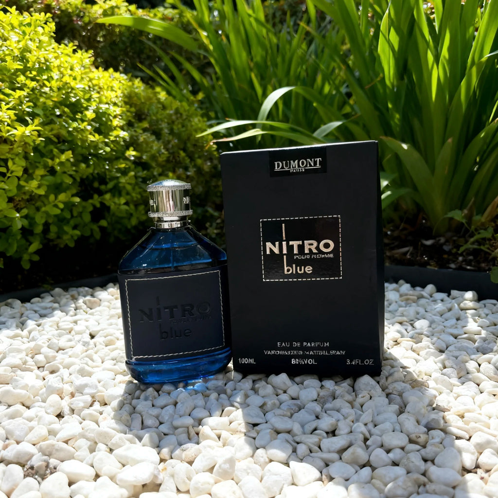 Dumont Nitro Blue Eau De Parfum - Uplifting Floral & Woody Fragrance - 3.4 Fl Oz