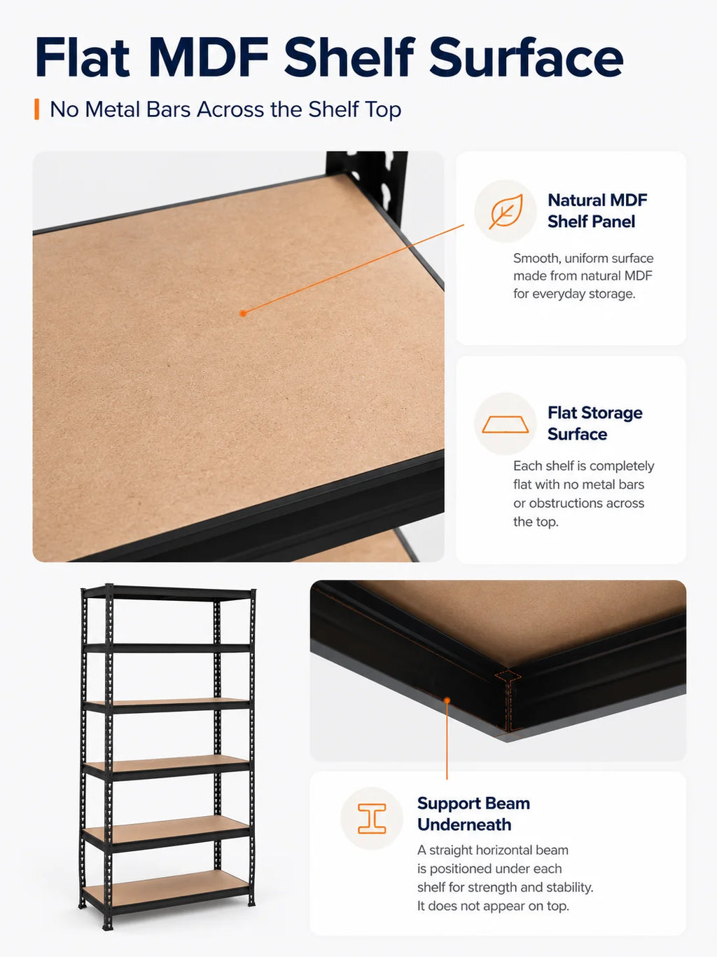 Heavy Duty Metal Storage Rack 5 Tier Adjustable Utility Shelving Unit with MDF Board Garage Organizer Tool Shelf for Basement Warehouse Kitchen Pantry Closet Multi-Purpose Storage Display Rack