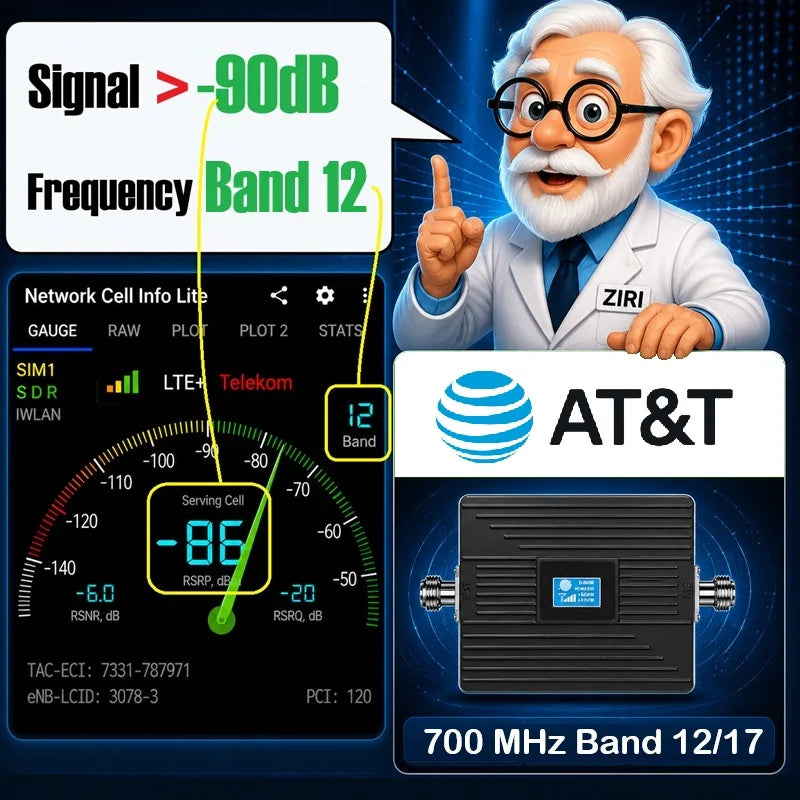 Cell Phone Signal Booster Verizon AT&T T Mobile US Cellular on Band 12 13 17 Boost 5G 4G& LTE Signal Smart LCD FCC Approved