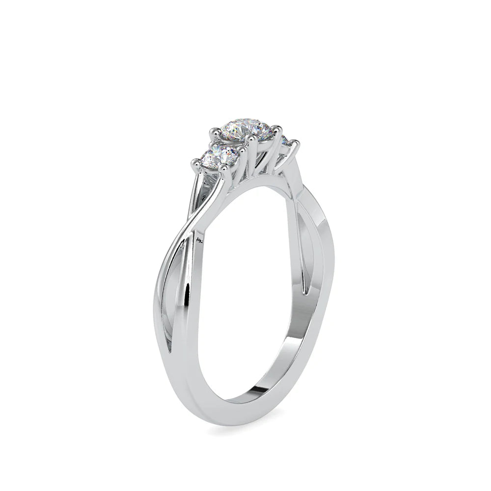 Classic Brilliant Cut Lab Grown Diamond 3 Stones 0.4ct IGI/ Certified 14K/24K Solid Gold Silver Plated Luxury Engagement Ring