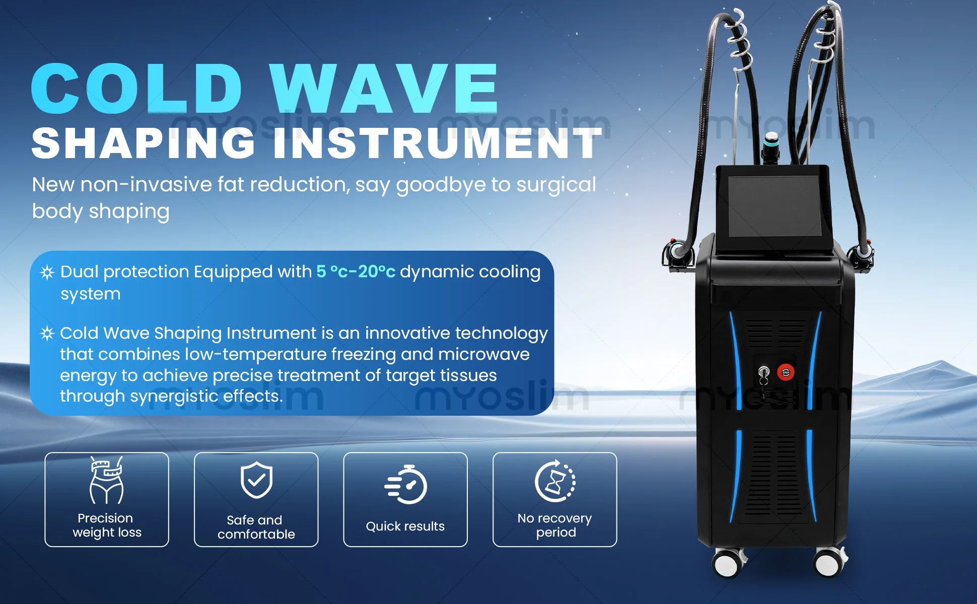 Professional Non Invasive Cold Wave Shaping EMS RF Fat Reduction Equipment for Body Contour Slimming