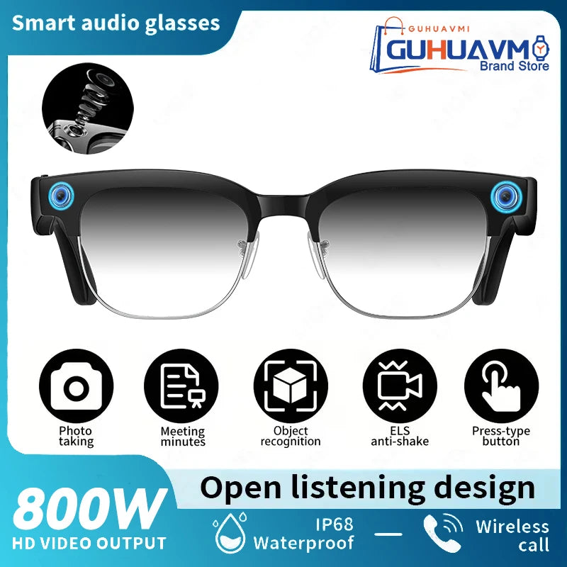 2026 New 4K HD 800W Pixel Dual-Camera Smart Glasses Men 1200P Video Recording AI Chat WIFI Transmission Translation Call Glasses