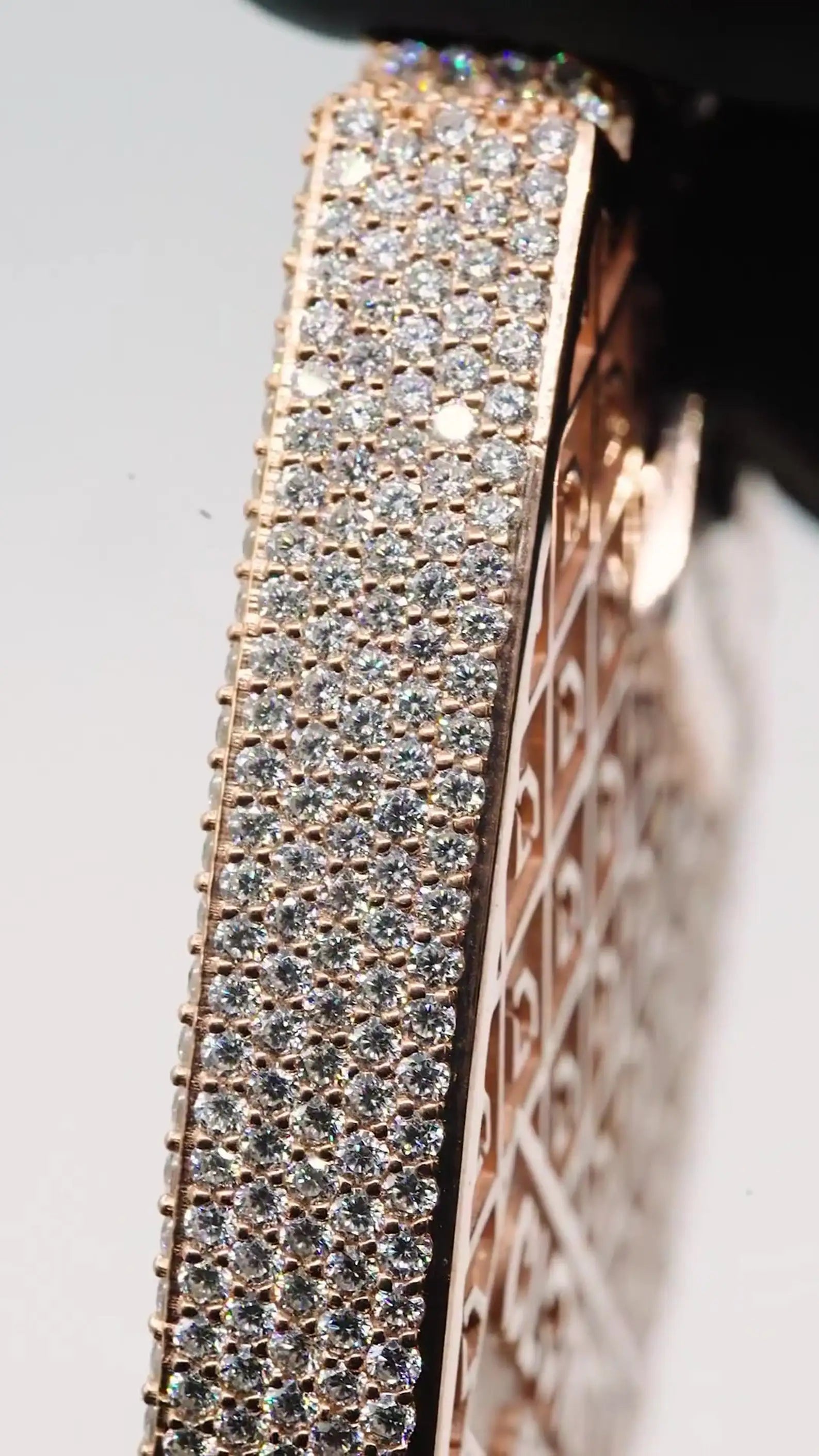 Custom Luxury Hip Hop Men's Moissanite Necklace with Rose Gold Shield Logo Pendant Baguette & Cut Diamonds
